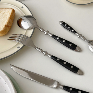 勺子家用304不锈钢高级感甜品咖啡勺精致西餐勺刀叉套装ins风餐具