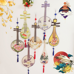 古典乐器装饰幼儿园教室主题环创布置走廊中国风木质琵琶吊饰挂饰