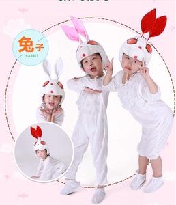 新款儿童小兔子舞蹈演出服男女大灰狼和小白兔童话剧舞台表演服装