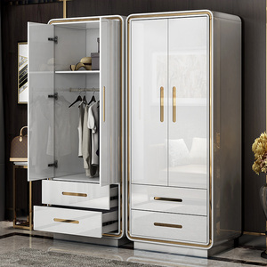 衣柜小户型卧室烤漆衣柜简约现代经济型对开门板式储物柜衣橱柜子