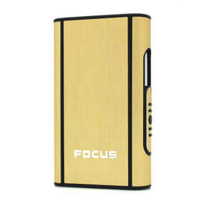 正品FOCUS焦点烟盒 朗逸YH006自动烟盒  金属拉丝薄款烟具10支装