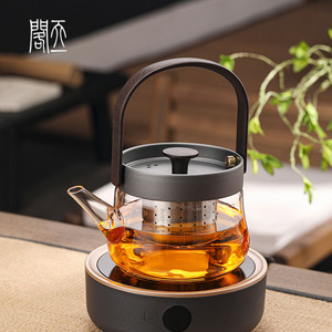 天一閣丨日式轻奢玻璃烧水壶家用白茶煮茶壶小型温茶器电陶炉套装