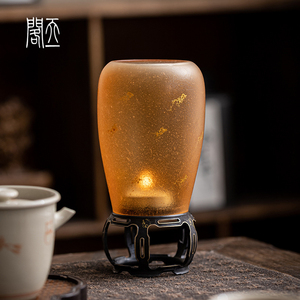 天一閣丨琉璃琥珀色烛台香薰氛围灯中式茶道零配茶桌摆件文房灯具