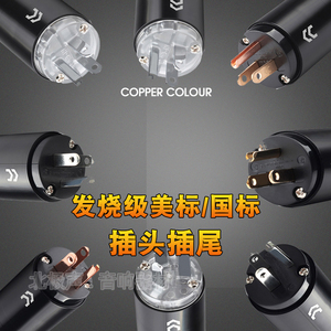 Copper Colour/铜彩 3号铝合金美标国标HIFI单晶铜镀金电源插头尾