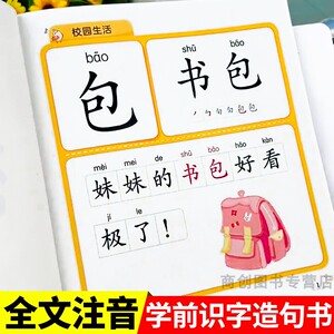 时光学 学前识字造句书看图说话儿童识字组词造句练习识字大王造句本宝宝识字启蒙识字书幼儿认字造句训练幼儿园大中小班看图识字