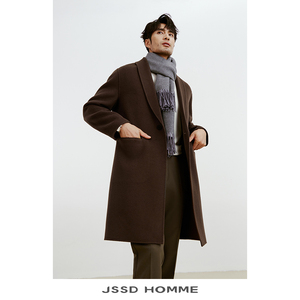 JSSD HOMME 澳洲羊毛大衣男士毛呢外套手工双面呢中长款大衣男款