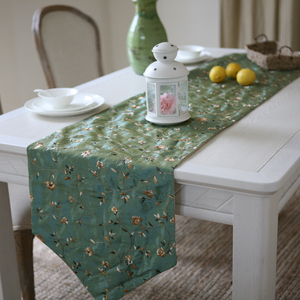 玫瑰园 花 中绣式桌旗桌布 餐桌布中SAB式新式中美式禅意( 绿 色