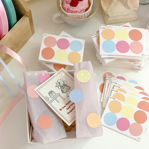 奶油甜心 可爱糖果色圆圆贴纸套装韩国ins礼物包装封口贴粘贴卡片