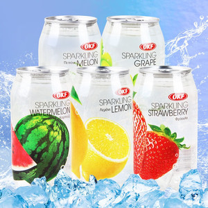 韩国OKF果味汽泡水350ml西瓜进口透明易拉罐汽水碳酸饮料休闲饮品