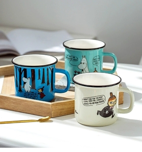 日本卡通姆明趣味陶瓷杯卡通可爱马克杯搪瓷杯情侣杯早餐水杯