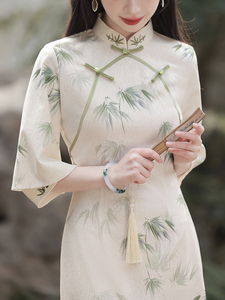 【花样年华旗袍】年轻旗袍可改良年浅色款日常夏季新款中袖倒大袖