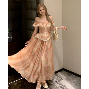 夏天裙子2024新款女仙气公主裙甜美风少女感粉色法式连衣裙高级感