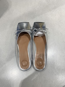 闪闪家 韩国东大门代购CESTLAVIE银色方头单鞋手工牛皮芭蕾舞拖鞋