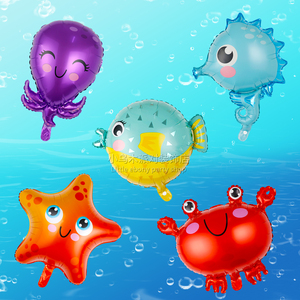 海洋动物铝膜气球海马河豚可爱卡通造型汽球儿童生日派对布置装饰