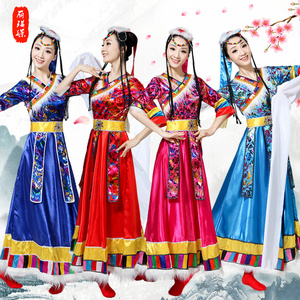 藏族舞蹈演出服装女成人水袖演出服长裙藏族舞民族服装表演服饰