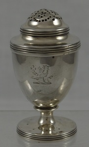 [西洋古董收藏品] 西洋银器 英国伦敦1807年 925纯银鎏金调料瓶