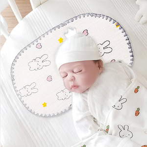云片枕婴儿新生儿枕头纱布枕巾防吐奶0到3-6个月透气幼儿宝宝平枕