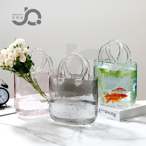 原创北欧ins风包包玻璃花瓶设计师网红款手提包水培鲜花篮养鱼