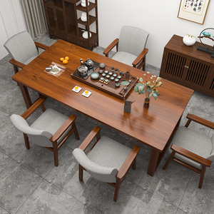 全实木茶桌一桌五椅新中式茶台国学桌椅组合办公茶几阳台泡茶桌子