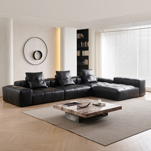Saba设计像素洋东皮行真皮沙发意式极简头层牛皮高端客厅模块组合