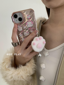 DT play HelloKitty的猫咪爪子可爱毛绒好撸韩系ins适用于iphone13pro/14promax苹果11/12/14/15手机壳保护套