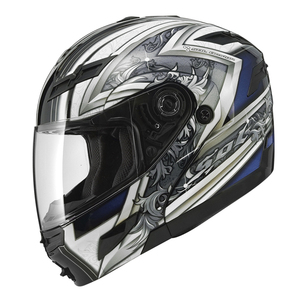台湾SOL摩托车头盔SM-1黑蓝色天行者双镜片揭面盔 机车全盔XXXL号