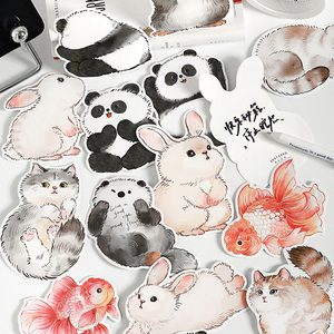 圆圆滚滚异形明信片可爱卡通动物熊猫猫咪手帐装饰素材贺卡小卡片