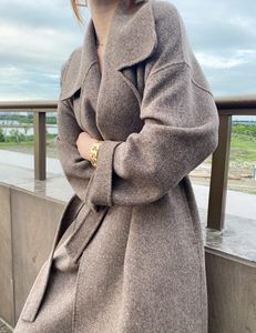 2020秋冬新款双面羊绒大衣女中长款廓形宽松加厚100%羊毛尼外套MU