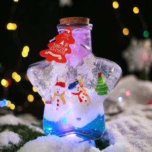圣诞节装饰diy水晶泥泡水珠漂流瓶水精灵星空瓶圣诞树小雪人摆件