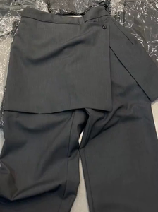 2024年春夏季百搭裙裤子韩国东大门设计感假两件深灰色休闲西裤女