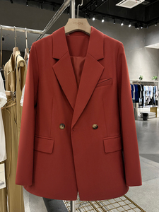 砖红色法式西装外套女2024春季新款独特设计时髦小众西服秋正装潮