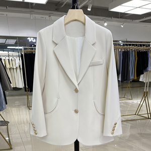 米白色高端设计感显瘦小众气质西装外套女春秋新款百搭职业小西服