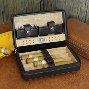雪茄保湿盒便携式雪茄盒随身专用剪刀打火机套装工具雪松木雪茄箱