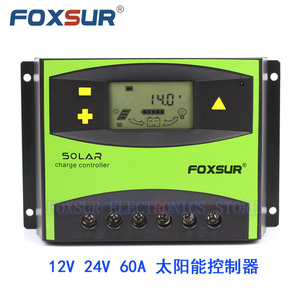 Foxsur NEW 60A PWM 12V 24V  LCD  Solar Charge Controller