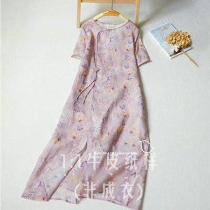 059复古中式连衣裙纸样圆领短袖夏季新品裁剪样板阿毛纸裁缝