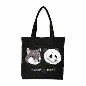 新款时尚Maison Kitsune狐狸熊猫头单肩手提帆布包MK外贸外出