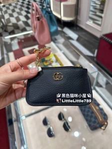 英国比斯特折扣Gucci古驰新品金属logo荔枝牛皮拉链小卡包零钱包