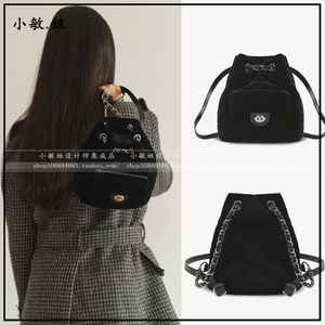 小敏姐23秋韩国设计师品牌lapla新款9月天鹅绒抽绳双肩背包