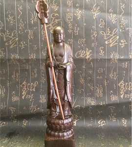 越南沉香木雕地藏王佛像摆件实木雕刻菩萨摆饰家居客厅木质工艺品