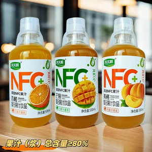 沃尔旺NFC果汁饮品黄桃香橙芒果味复合果汁饮料0脂肪500ml胶瓶