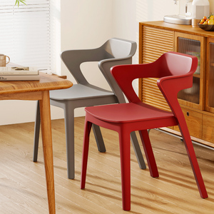 家用餐椅塑料可堆叠靠背椅子高级感简约现代轻奢餐椅餐桌椅休闲椅