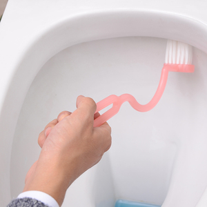 日本进口OKAZAKI 弯曲马桶刷 厕所刷 内侧清洗刷 便器死角清洁刷