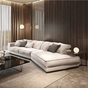 意式极简沙发弧形转角异形现代别墅沙发小户型网红简约科技布沙发