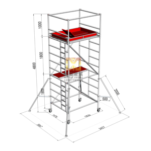 欧标铝合金脚手架移动平台活动升降内爬直爬带轮高空作业平台梯子