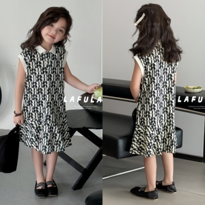 啦芙莱2024夏季新款韩版时尚女童儿童洋气公主裙背心裙连衣裙9765
