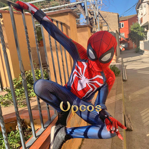 实拍游戏版儿童蜘蛛侠COSplay紧身衣Insomniac Spiderman服装套装