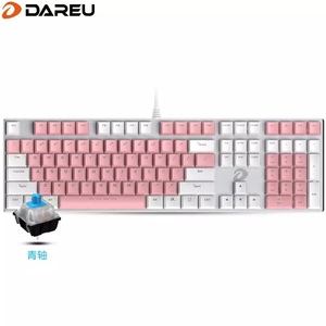 达尔优dareu 机械师合金版 机械键盘 游戏键盘 108键单光粉色白色