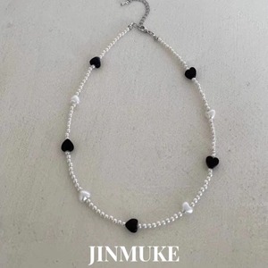JINMUKE饰品韩国进口首饰小桃心串珠珍珠项链锁骨链新品