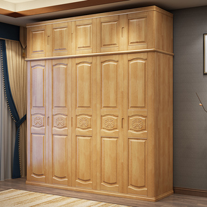 实木衣柜现代中式整体3门4门5门6门衣橱经济型整体简约实木大衣柜