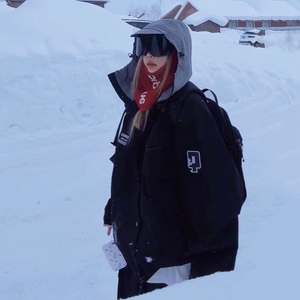 QLeo滑雪服女新款防水加绒可拆卸帽单双板外套专业男士保暖冲锋衣